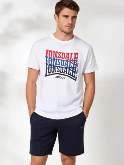 Lonsdale Completo corto da uomo in cotone con scritte