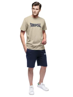 Lonsdale Completo corto da uomo in cotone con logo - naturale