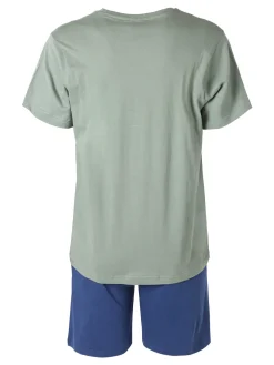 Lonsdale Completo corto da uomo in cotone con logo - pistacchio