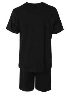 Lonsdale Completo corto da uomo in cotone con logo - nero