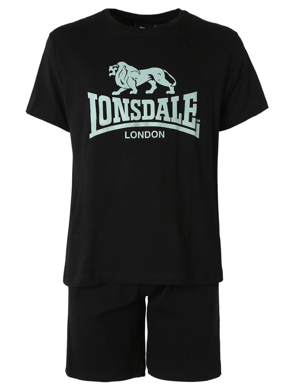 Lonsdale Completo corto da uomo in cotone con logo - nero