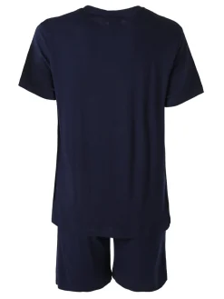 Lonsdale Completo corto da uomo in cotone con logo - blu scuro
