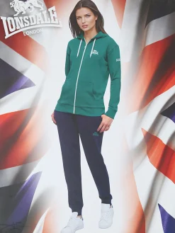 Lonsdale Completo tuta da donna con cappuccio e zip - verde