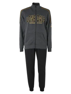 Lonsdale Completo tuta da uomo 2 pezzi con zip intera e stampa logo - grigio scuro