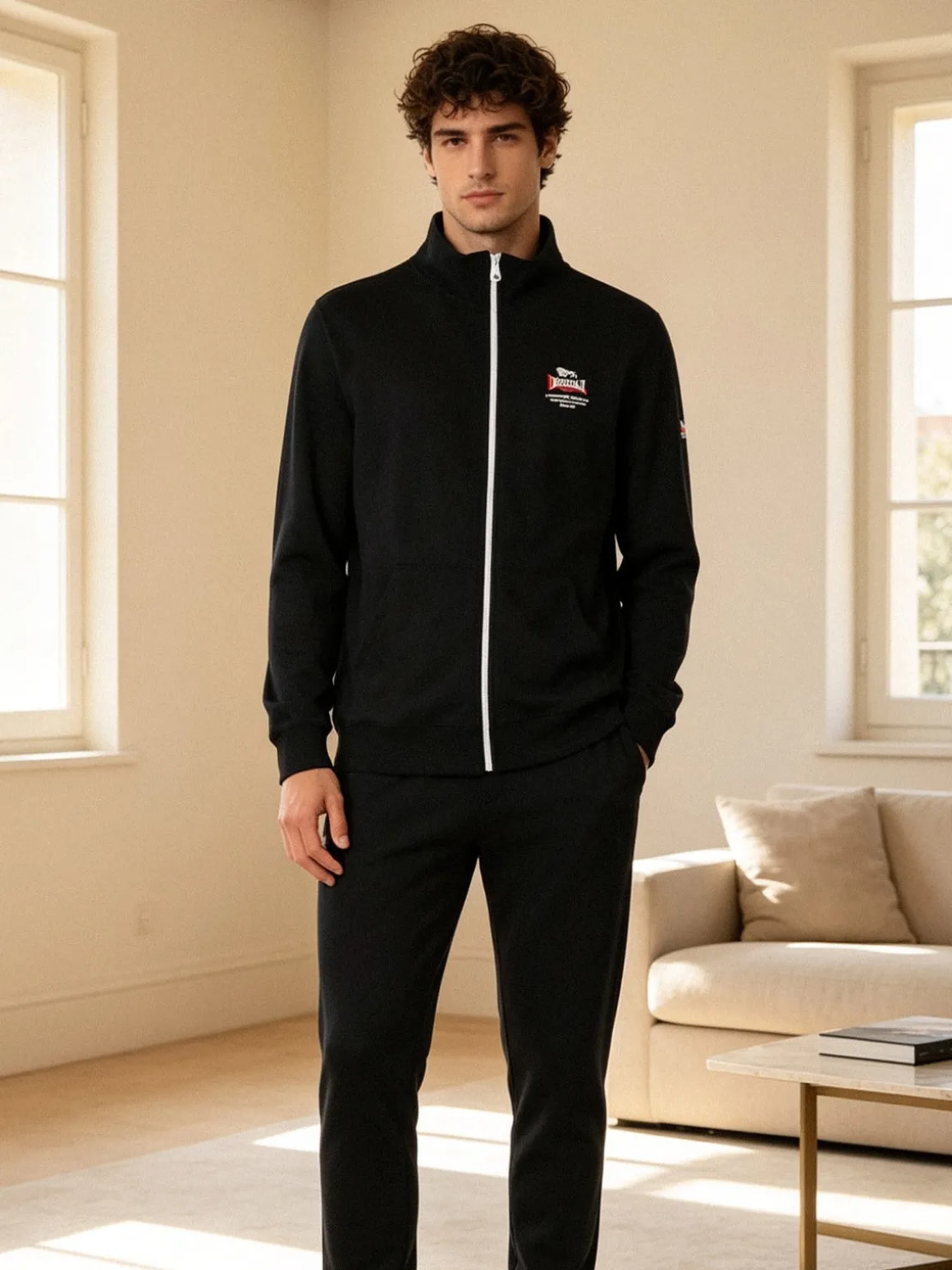 Lonsdale Completo tuta da uomo full zip - nero