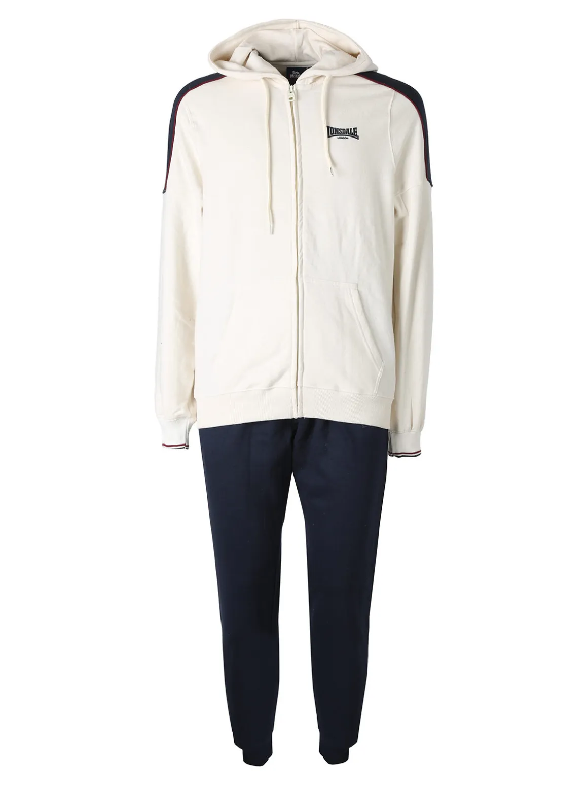 Lonsdale Completo tuta da uomo 2 pezzi con cappuccio e zip - panna