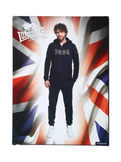 Lonsdale Completo tuta da uomo con cappuccio e zip con stampa logo - blu scuro