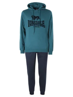Lonsdale Completo tuta da uomo 2 pezzi con cappuccio - ottanio