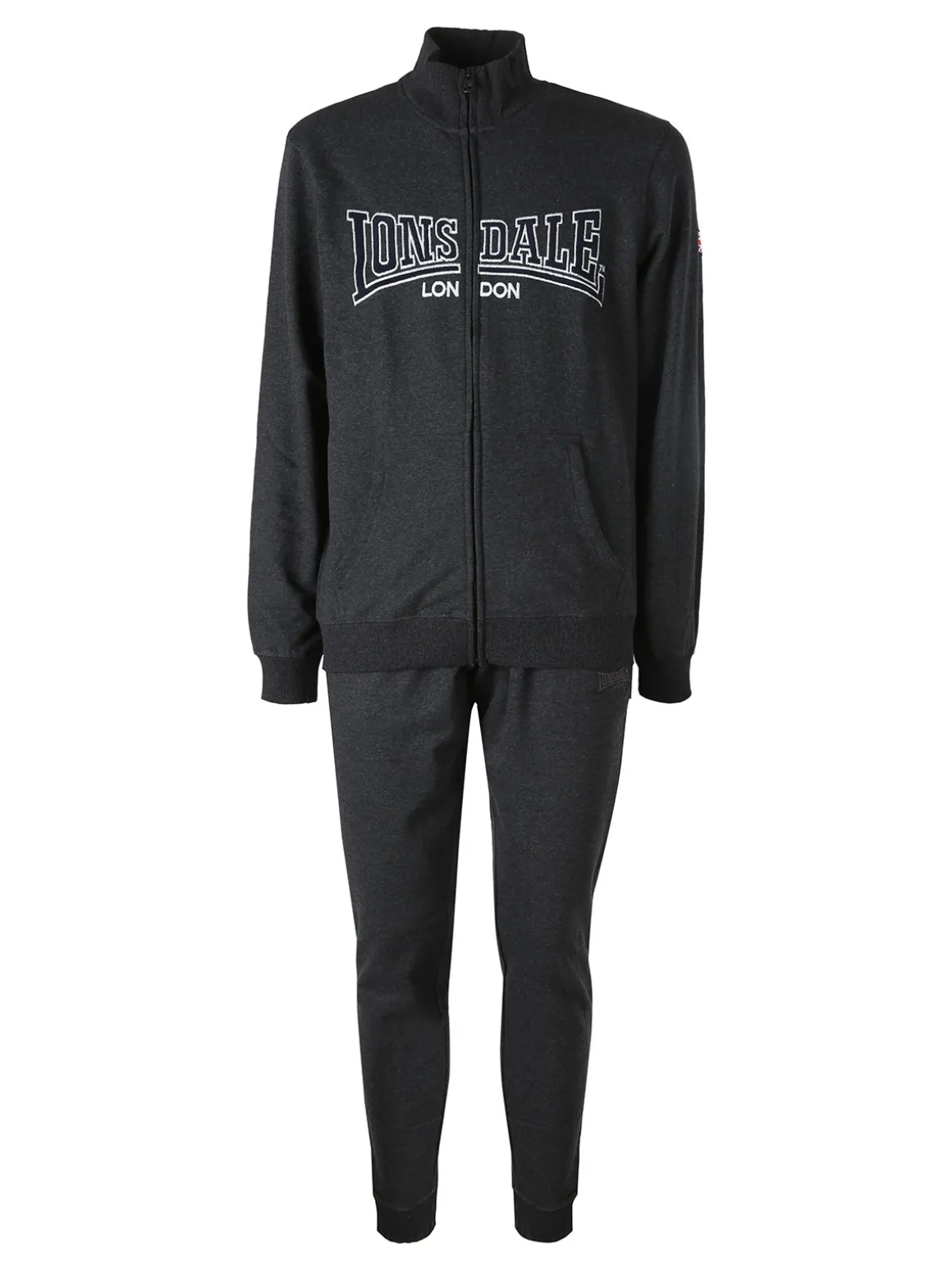 Lonsdale Completo tuta da uomo 2 pezzi con zip intera e stampa logo - grigio scuro