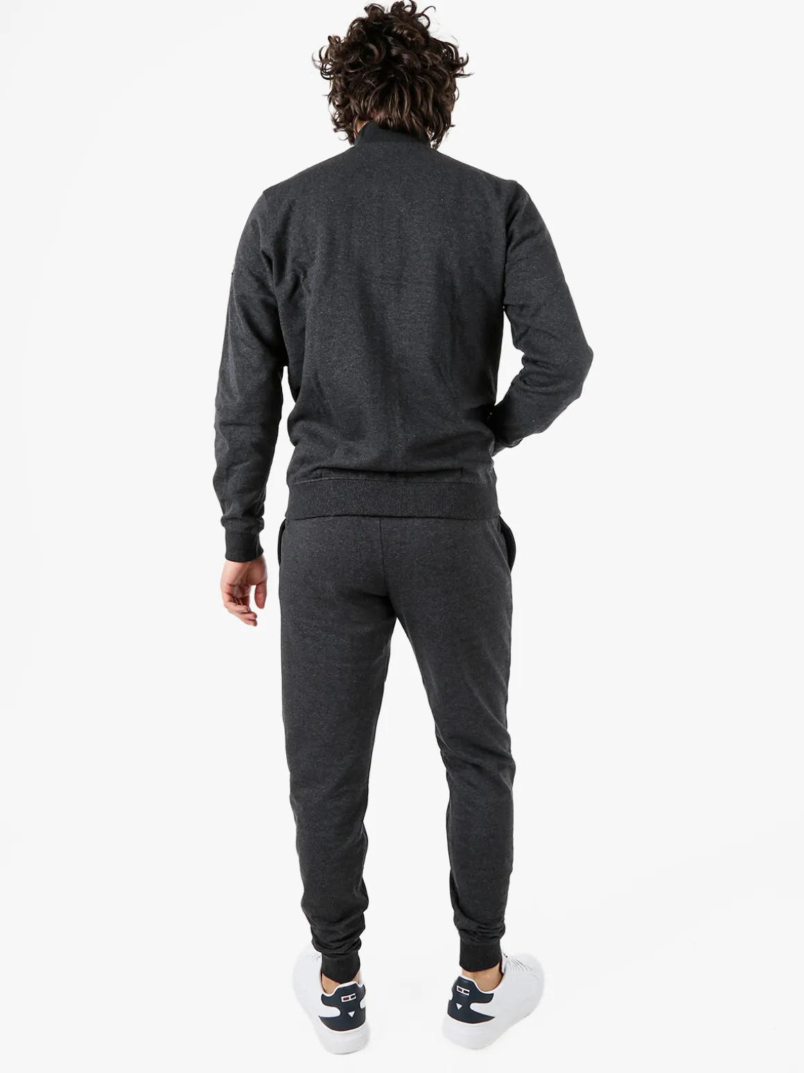 Lonsdale Completo tuta da uomo 2 pezzi con zip intera e stampa logo - grigio scuro