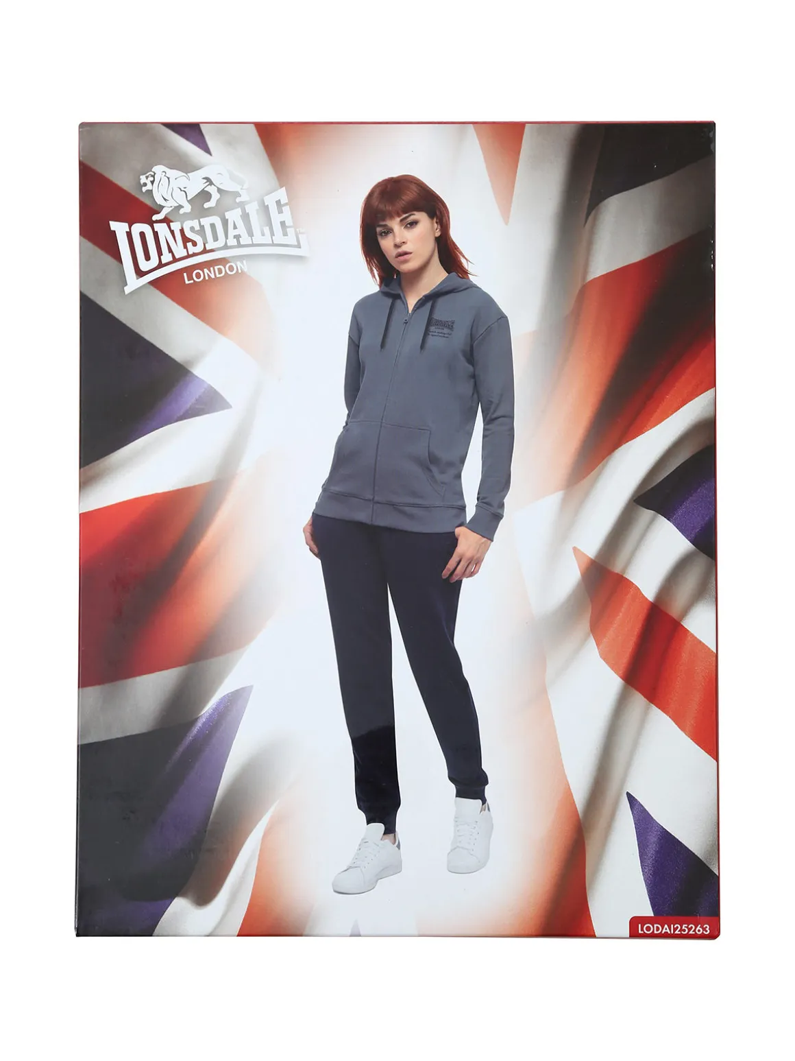 Lonsdale Completo tuta donna 2 pezzi full zip con cappuccio - cielo