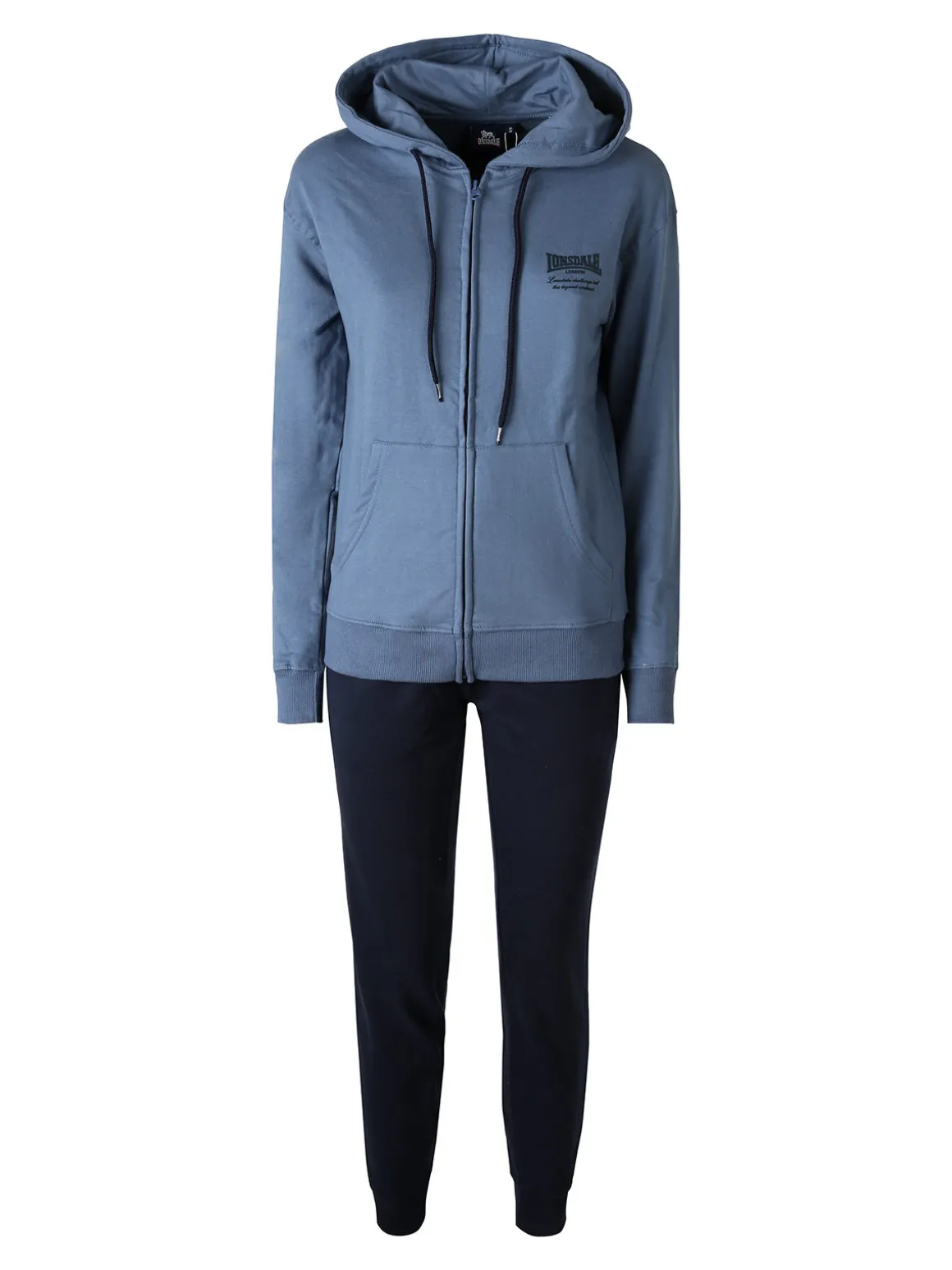 Lonsdale Completo tuta donna 2 pezzi full zip con cappuccio - cielo