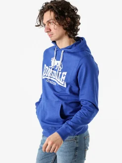 Lonsdale Felpa da uomo con cappuccio e logo - blu