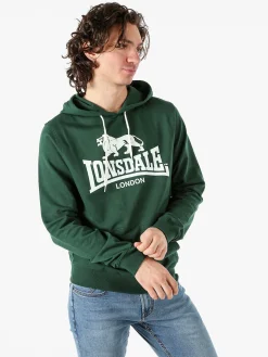 Lonsdale Felpa da uomo con cappuccio e logo - verde