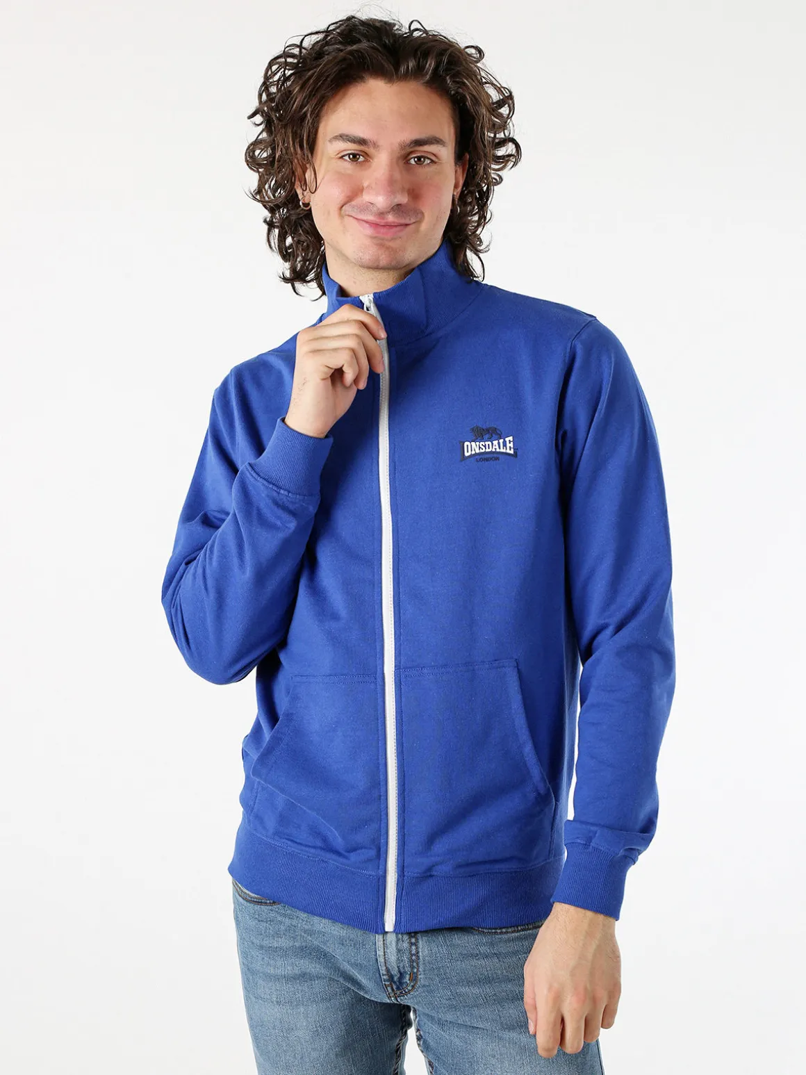 Lonsdale Felpa da uomo full zip con logo - blu