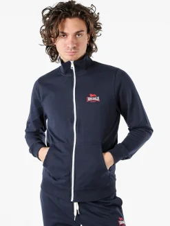 Lonsdale Felpa da uomo full zip con logo - blu scuro