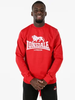 Lonsdale Felpa girocollo da uomo con logo - rosso