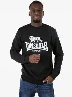 Lonsdale Felpa girocollo da uomo con logo - nero