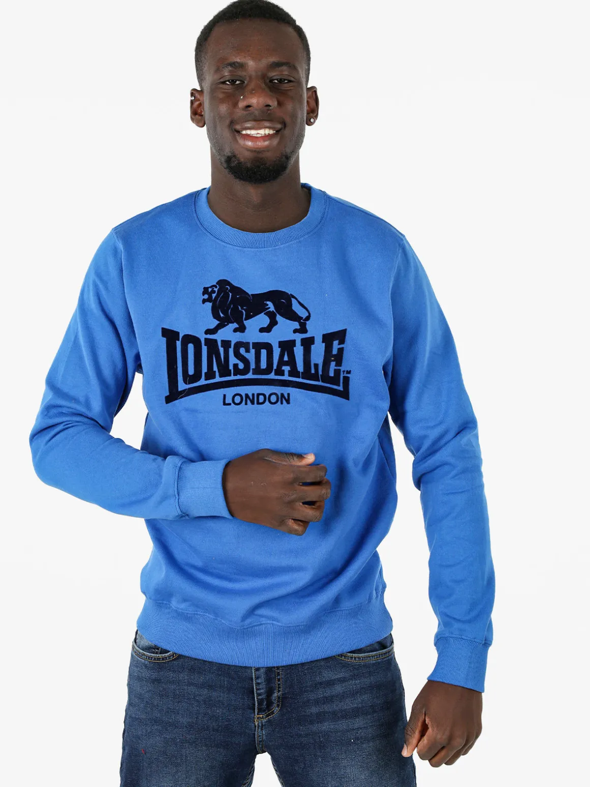 Lonsdale Felpa girocollo da uomo con logo - blu