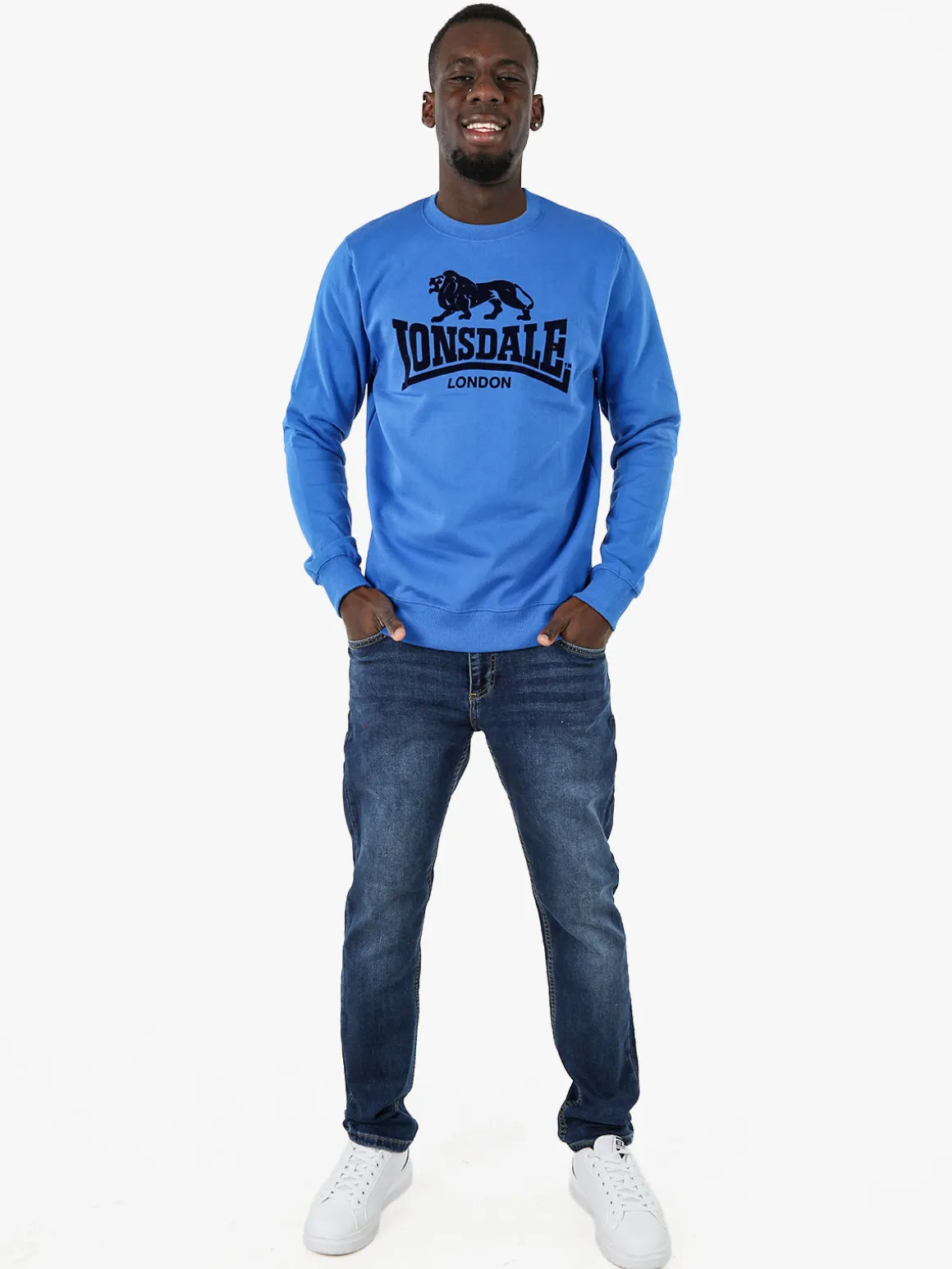 Lonsdale Felpa girocollo da uomo con logo - blu