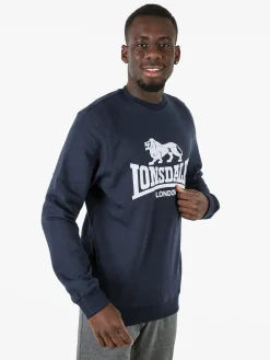 Lonsdale Felpa girocollo da uomo con logo - blu scuro