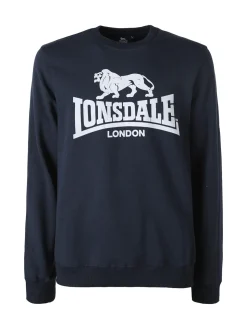 Lonsdale Felpa girocollo da uomo con logo - blu scuro