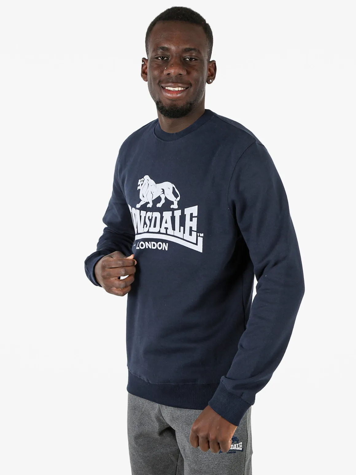 Lonsdale Felpa girocollo da uomo con logo - blu scuro