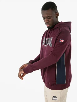 Lonsdale Felpa sportiva da uomo con cappuccio e logo - bordeaux