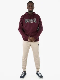 Lonsdale Felpa sportiva da uomo con cappuccio e logo - bordeaux