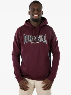 Lonsdale Felpa sportiva da uomo con cappuccio e logo - bordeaux