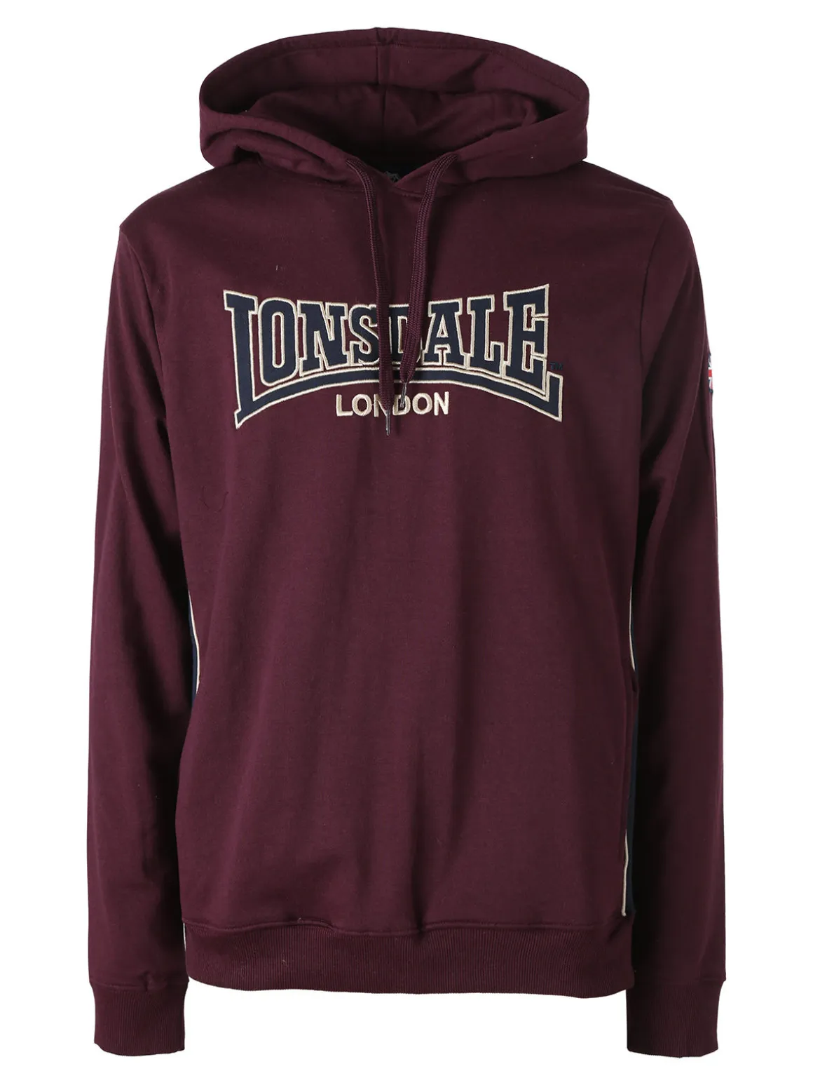 Lonsdale Felpa sportiva da uomo con cappuccio e logo - bordeaux