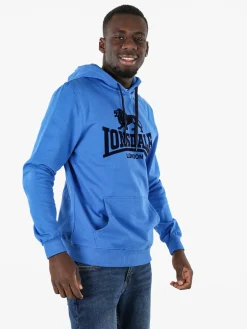 Lonsdale Felpa sportiva da uomo con cappuccio e logo - blu