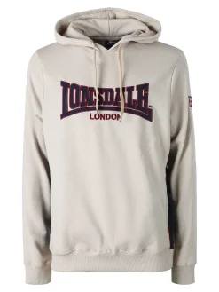 Lonsdale Felpa sportiva da uomo con cappuccio e logo - beige