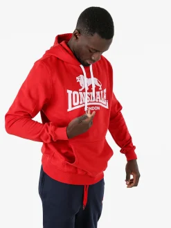 Lonsdale Felpa sportiva da uomo con cappuccio e logo - rosso