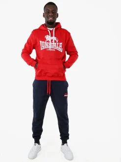 Lonsdale Felpa sportiva da uomo con cappuccio e logo - rosso