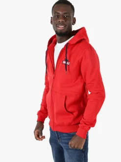 Lonsdale Felpa sportiva da uomo con cappuccio e zip - rosso