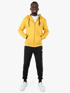 Lonsdale Felpa sportiva da uomo con cappuccio e zip - giallo