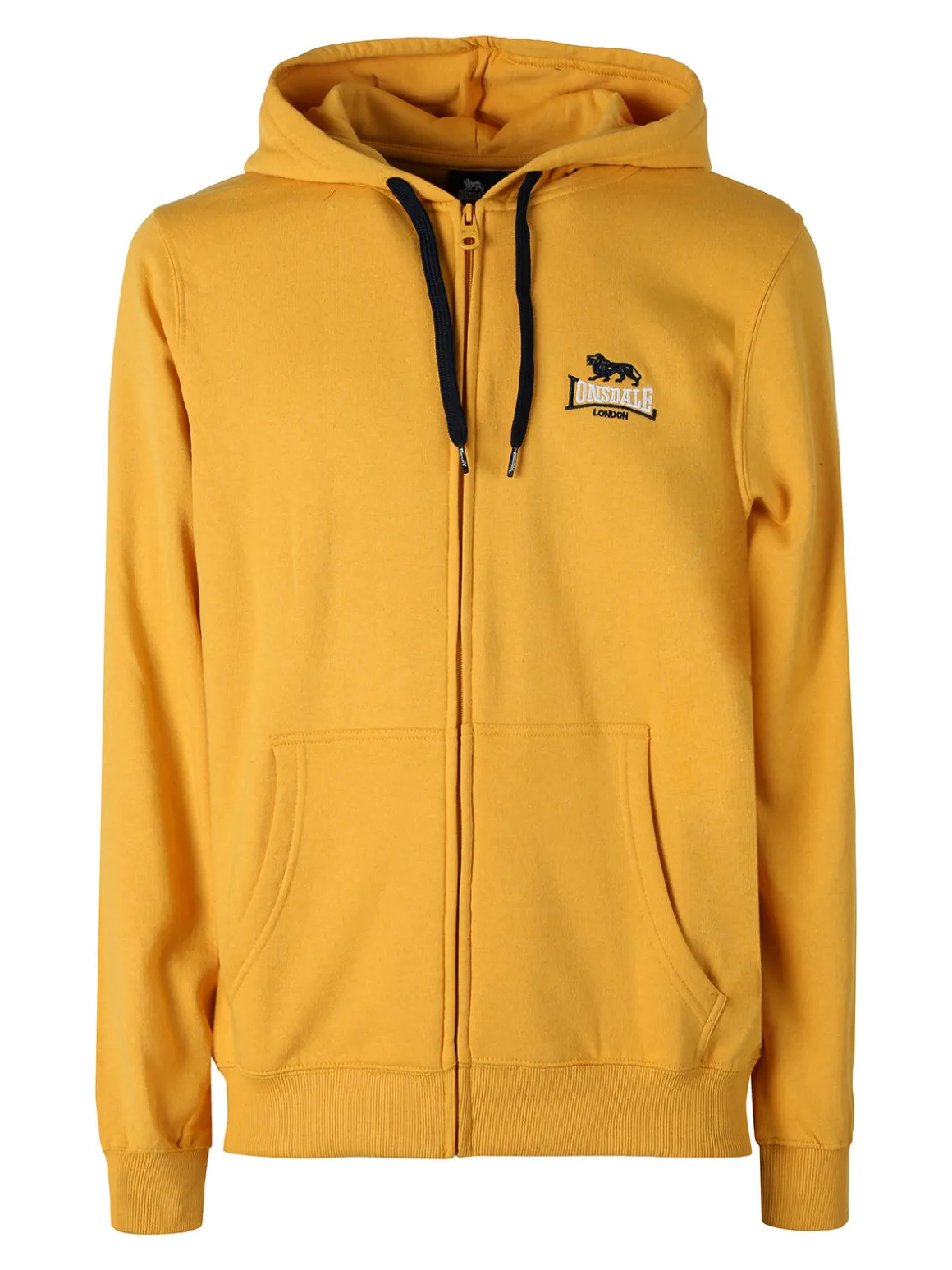Lonsdale Felpa sportiva da uomo con cappuccio e zip - giallo
