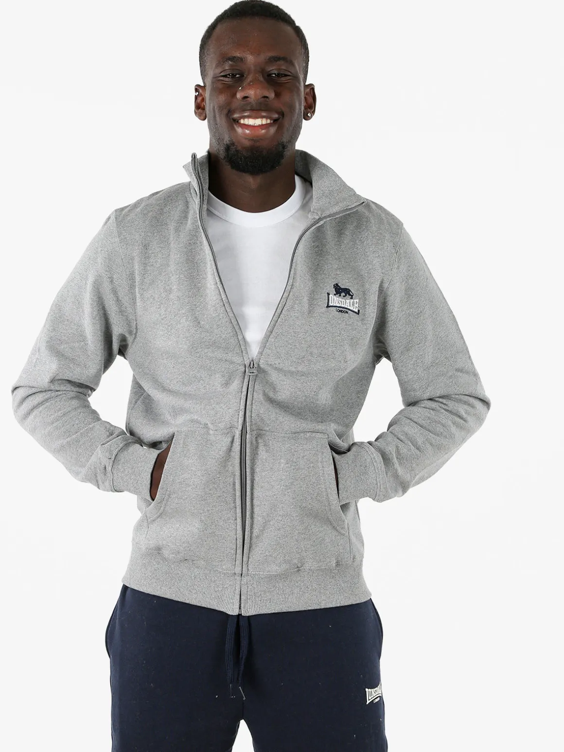 Lonsdale Felpa sportiva da uomo con zip intera - grigio