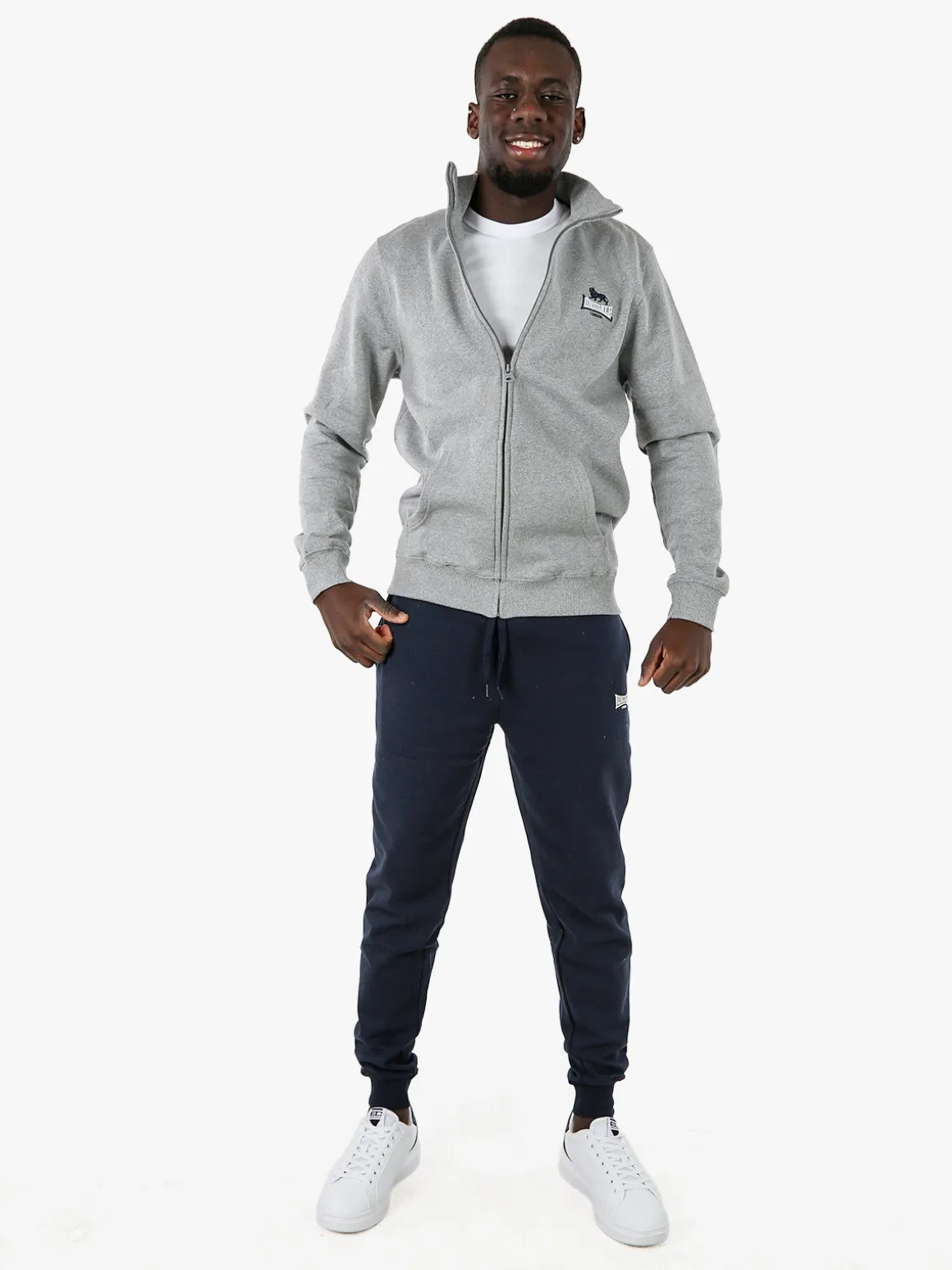 Lonsdale Felpa sportiva da uomo con zip intera - grigio
