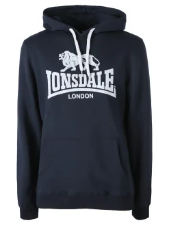 Lonsdale Felpa sportiva da uomo con cappuccio e zip - blu scuro