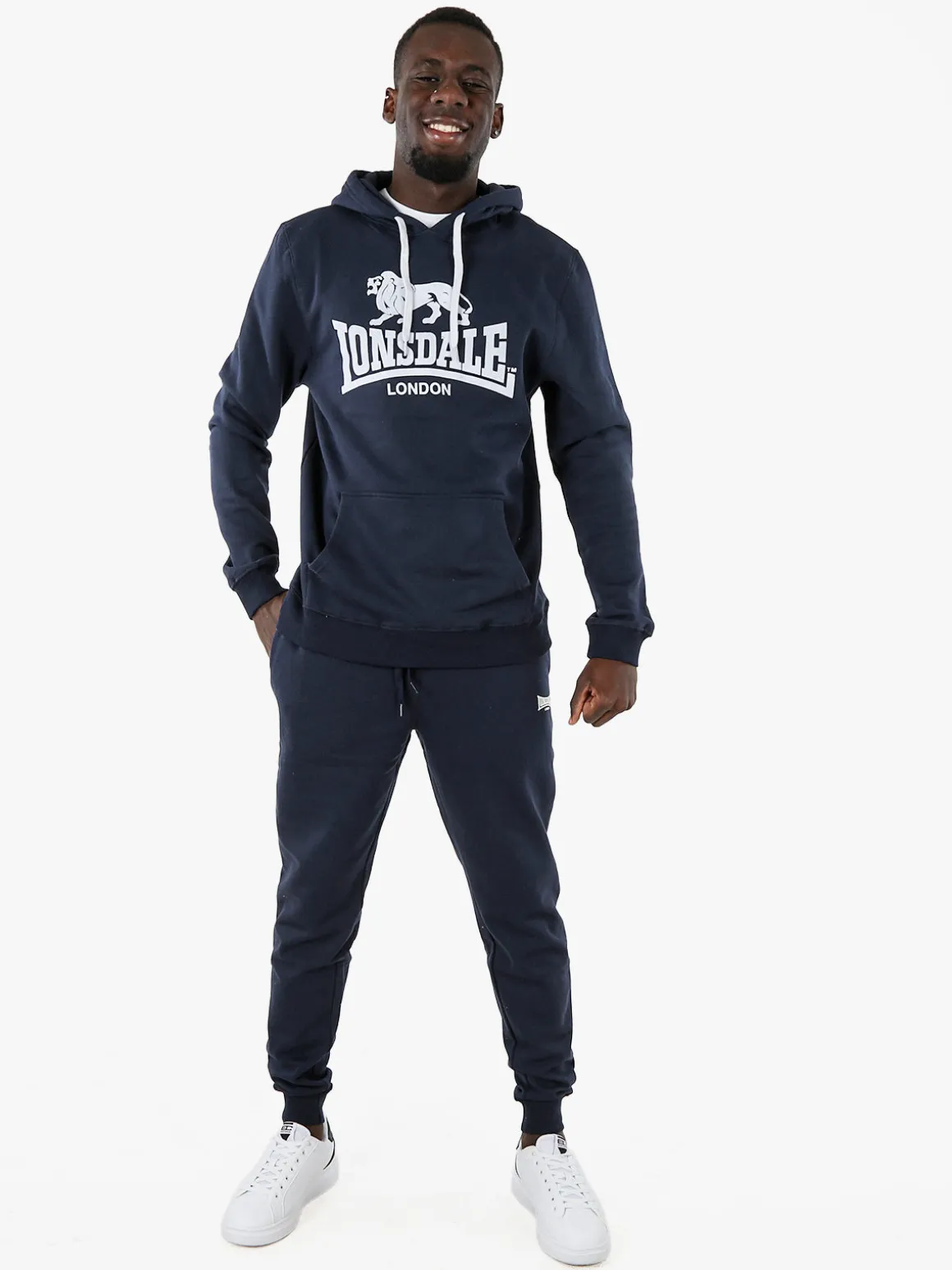 Lonsdale Felpa sportiva da uomo con zip intera - blu scuro