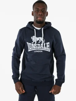Lonsdale Felpa sportiva da uomo con zip intera - blu scuro