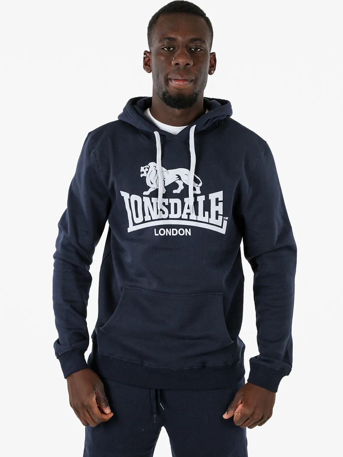 Lonsdale Felpa sportiva da uomo con zip intera - blu scuro