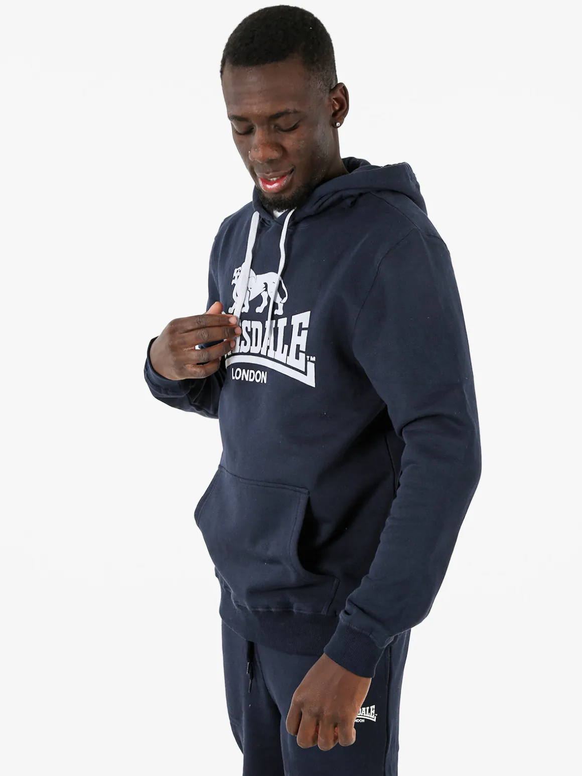 Lonsdale Felpa sportiva da uomo con zip intera - blu scuro