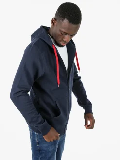 Lonsdale Felpa sportiva da uomo con cappuccio e zip - blu scuro