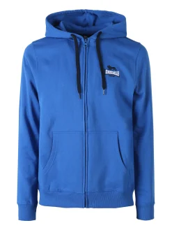 Lonsdale Felpa sportiva da uomo con cappuccio e zip - blu