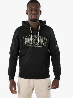 Lonsdale Felpa sportiva da uomo cappuccio e logo - nero