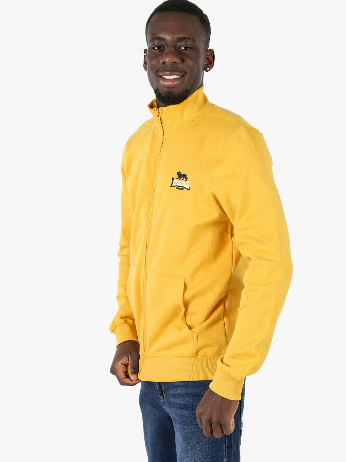 Lonsdale Felpa sportiva da uomo con zip intera - giallo