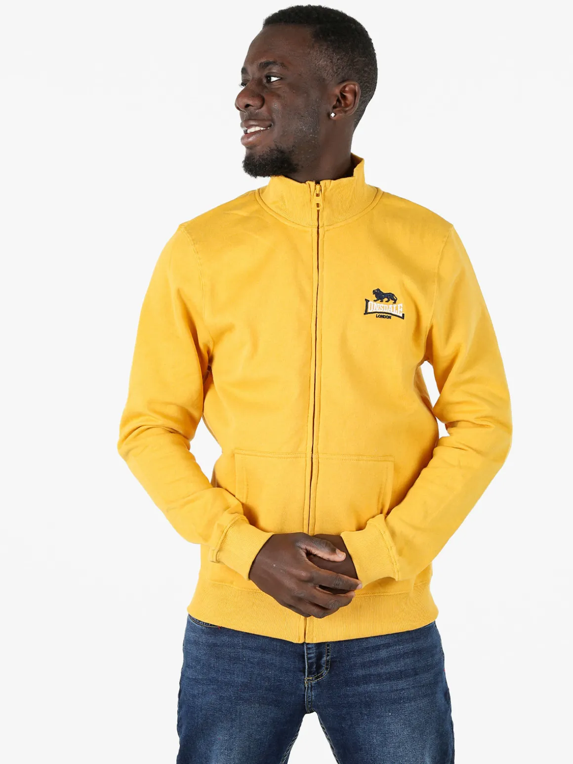 Lonsdale Felpa sportiva da uomo con zip intera - giallo